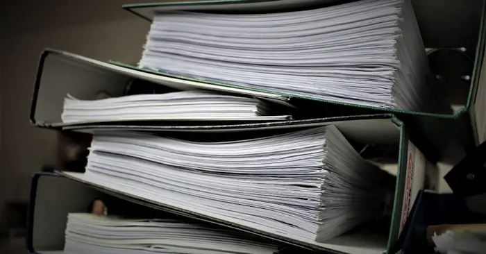 Old files filled with paper export documents