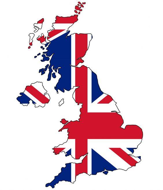 Map of UK covered with Union Jack