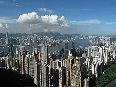 view of Hong Kong harbour from peak