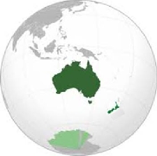 Globe graphic of Australasia