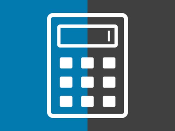 calculator on grey and blue background representing BizEquals' accounting and tax industry members 