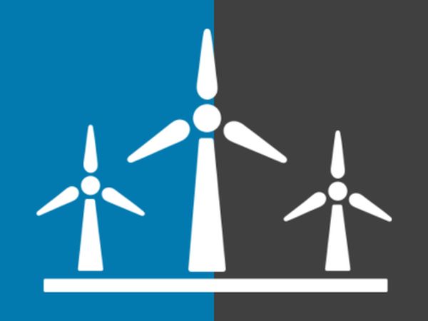 wind turbines on grey and blue background representing BizEquals' energy industry members 