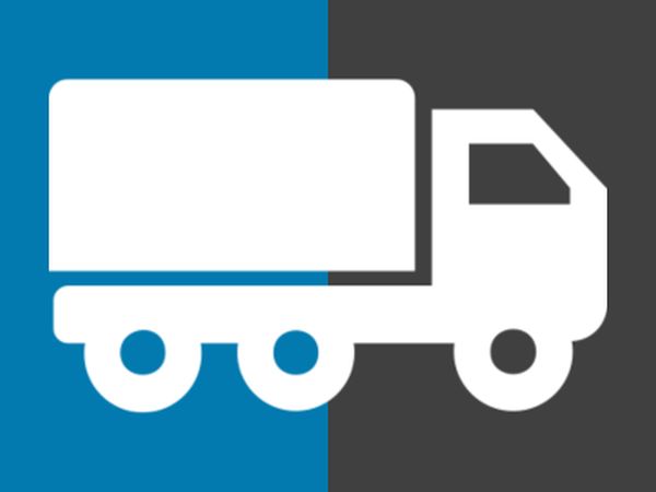 lorry on grey and blue background representing BizEquals' transport, distribution & logistics industry members 