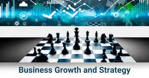A chessboard with pieces strategically placed, suggesting strategic business planning and growth.