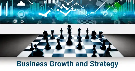 A chessboard with pieces strategically placed, suggesting strategic business planning and growth.